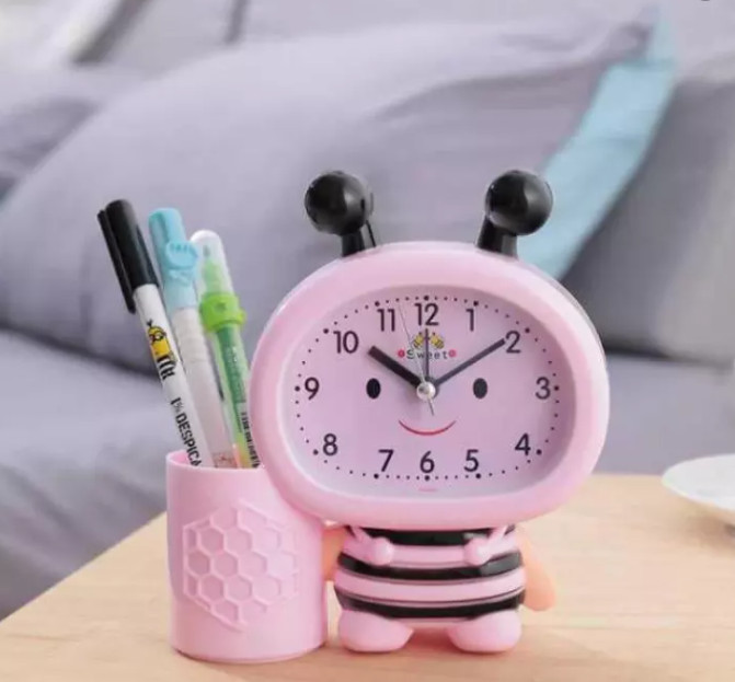Đồng Hồ Để Bàn Kèm Ống Đựng Bút 2 in 1 Hình Con Ong Cho Bé