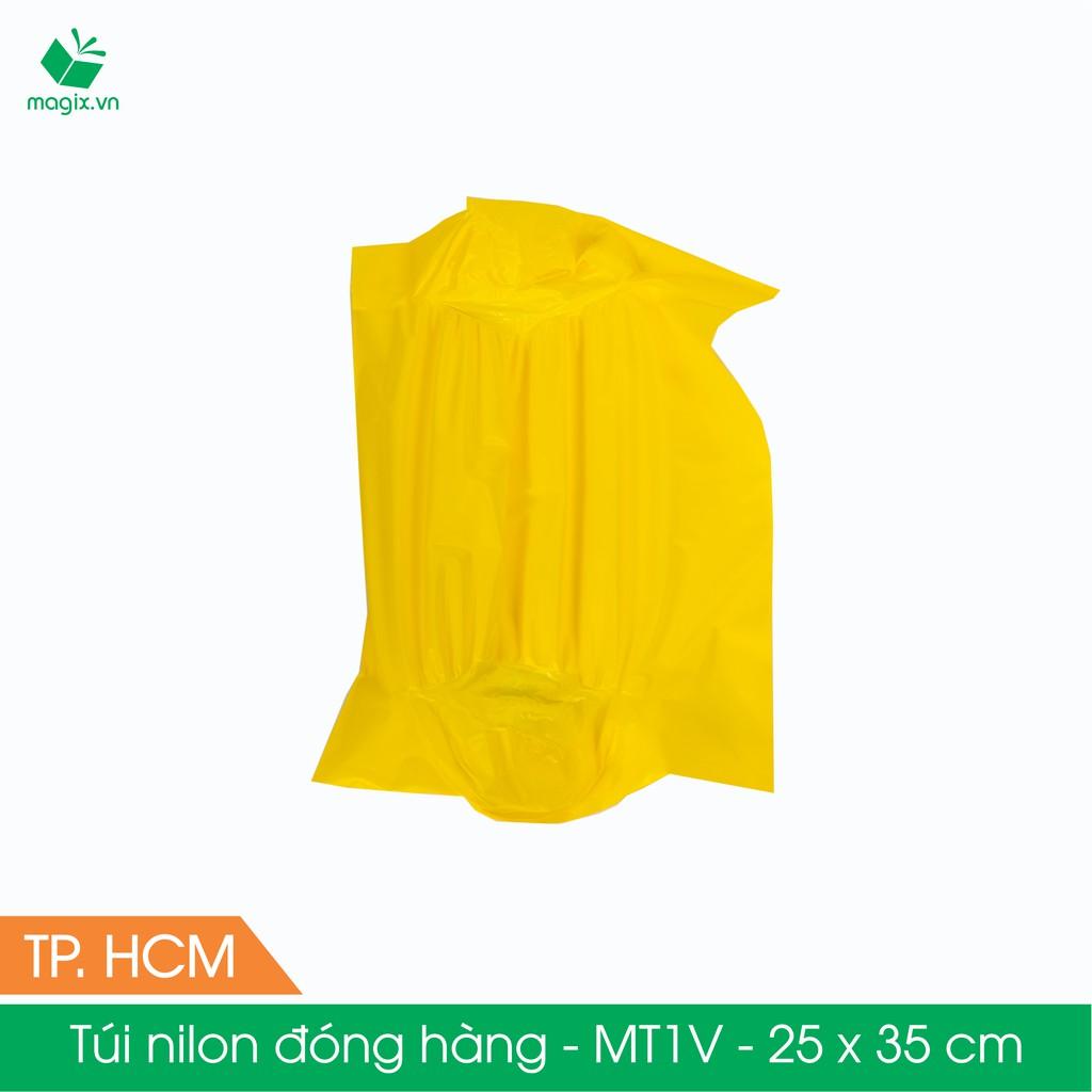 MT1V - 25x35 cm - Túi nilon gói hàng - 100 túi niêm phong đóng hàng màu vàng