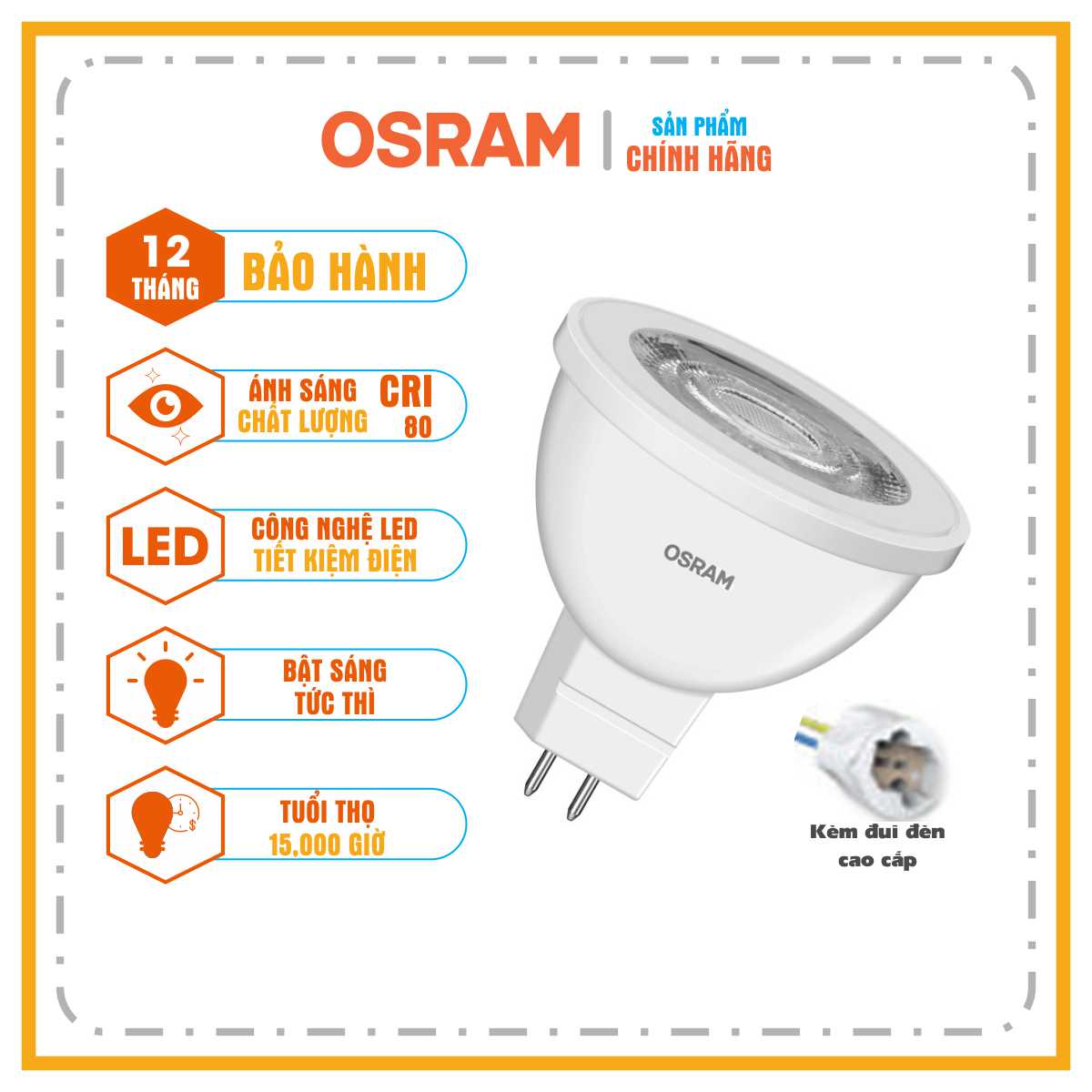 Bóng đèn rọi LED OSRAM LED VALUE MR16 36° 7.5W 230V GU5.3