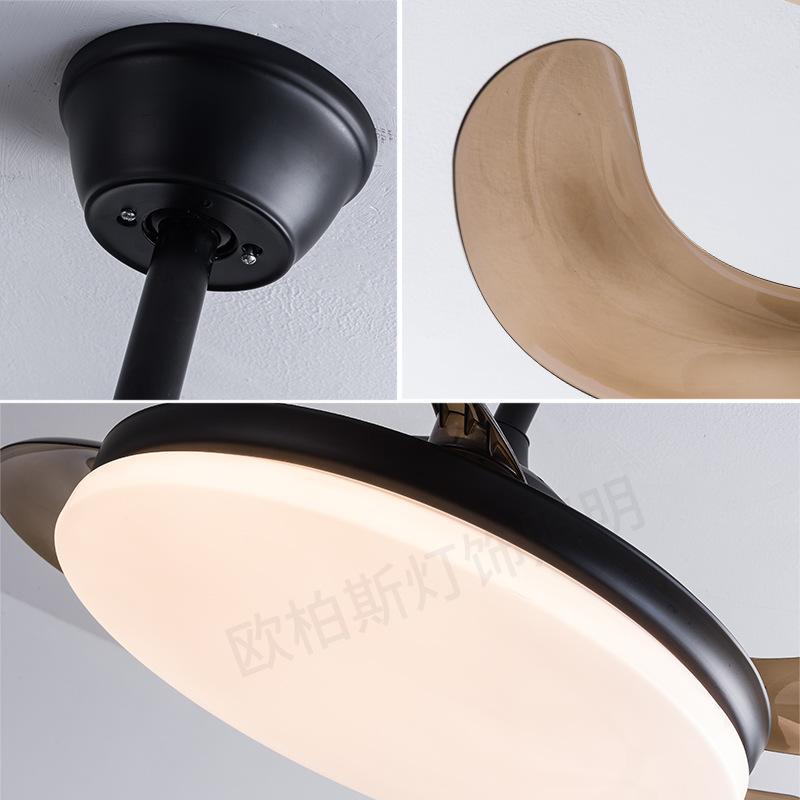 Quảng cáo Đèn quạt vô hình đơn giản hiện đại Phòng khách Phòng ăn Phòng ngủ Quạt đèn chùm Dải chuyển đổi tần số Điều khiển từ xa Đèn quạt trần bán chạy