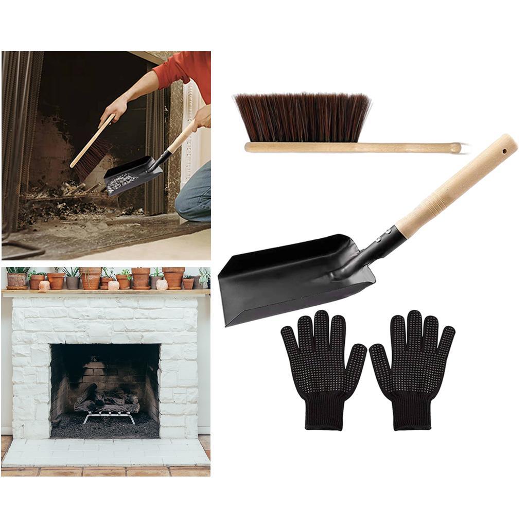 Fireplace Tool Shovel Hearth Brush Gloves Set Firepit Tools Dust Shovel