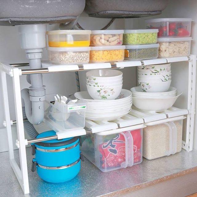Kệ gầm bếp co giãn 2 tầng đa năng