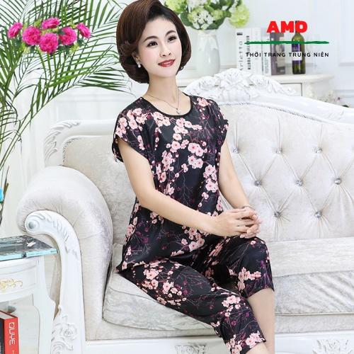 Bộ đồ trung niên tay ngắn mùa hè lụa cực mát
