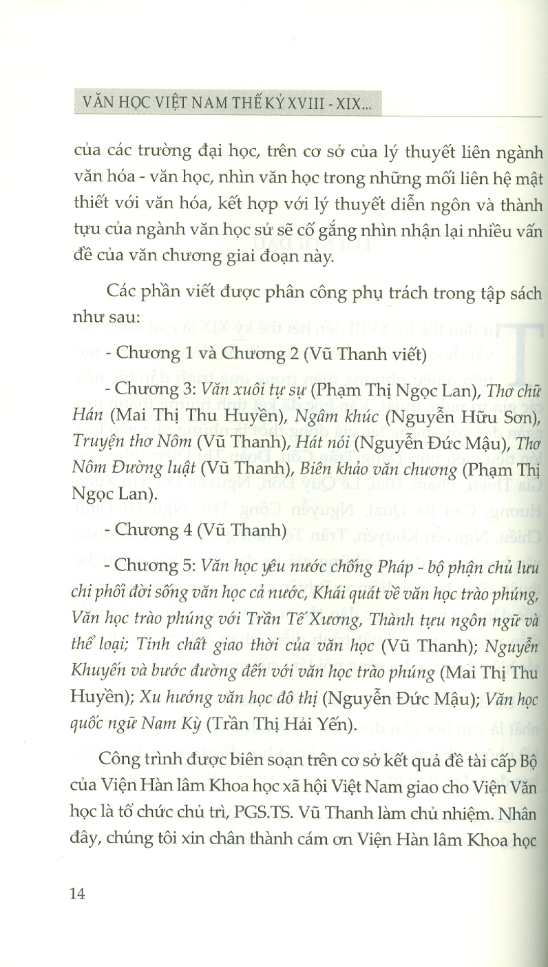 Văn Học Việt Nam Thế Kỷ XVIII - XIX Trong Bối Cảnh Văn Hoá Thời Lê Mạt - Nguyễn  - Viện Hàn lâm Khoa học Xã hội Việt Nam -  Viện Văn học; Vũ Thanh chủ biên