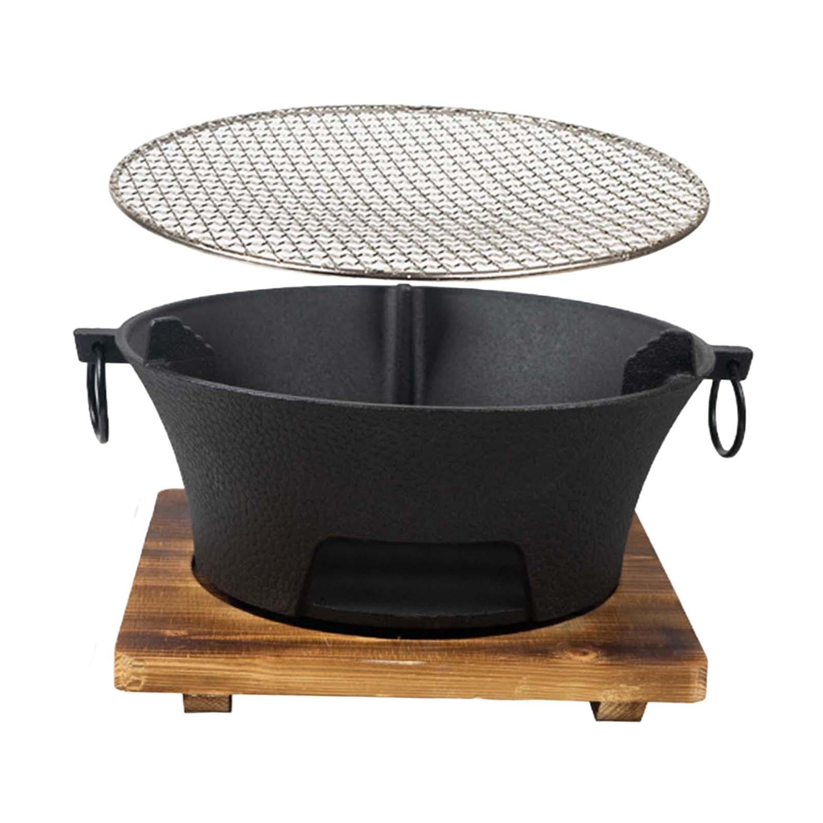 Portable Grill Round Firepit Bowl Furnace for Garden Hiking Picnic S