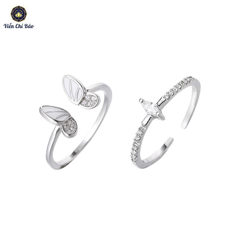 Nhẫn bạc nữ VIỄN CHÍ BẢO bướm trắng chất liệu bạc thái - N000507