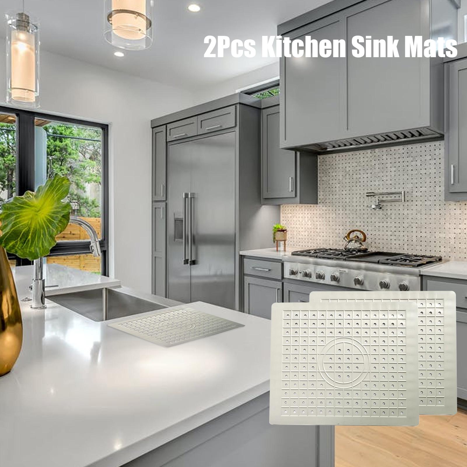 2 cái Thảm nhà bếp có lỗ thoát nước bằng cao su không trơn trượt