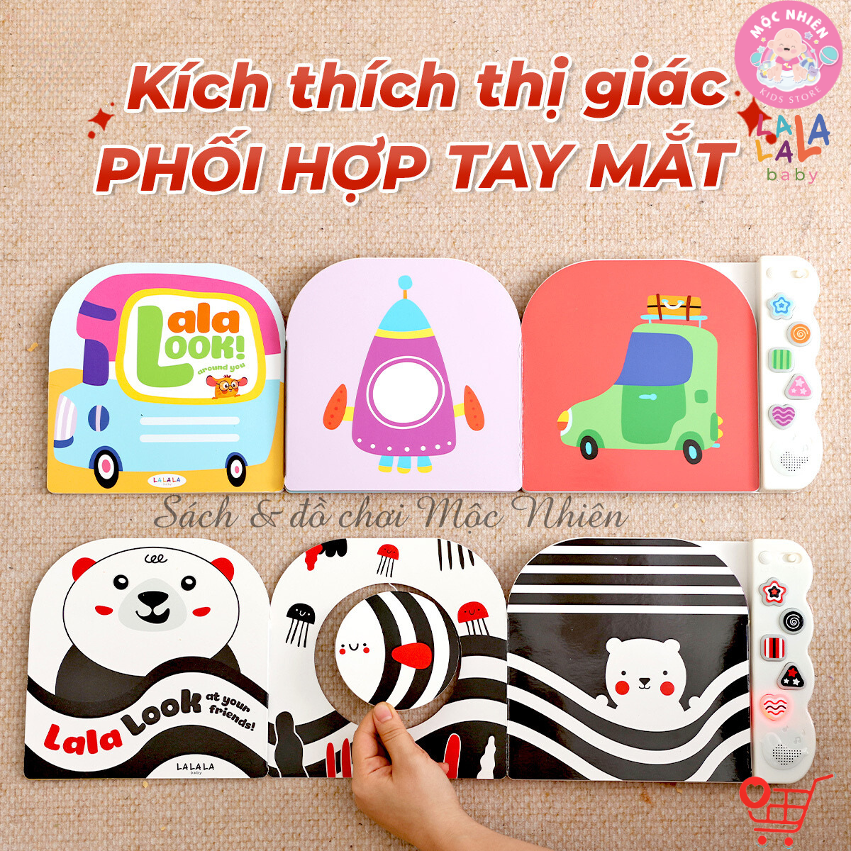 Sách âm thanh zigzag Lalalook - Đồ chơi kích thích thị giác, thính giác và não bộ phát triển cho bé sơ sinh - Lalala baby