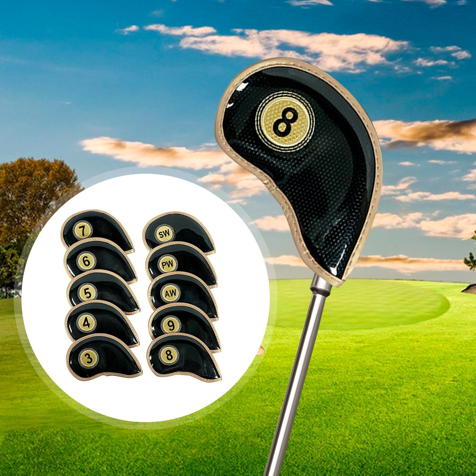 10x Iron Headcovers for Golf Clubs PU Golf Club Head Cover Head Protector