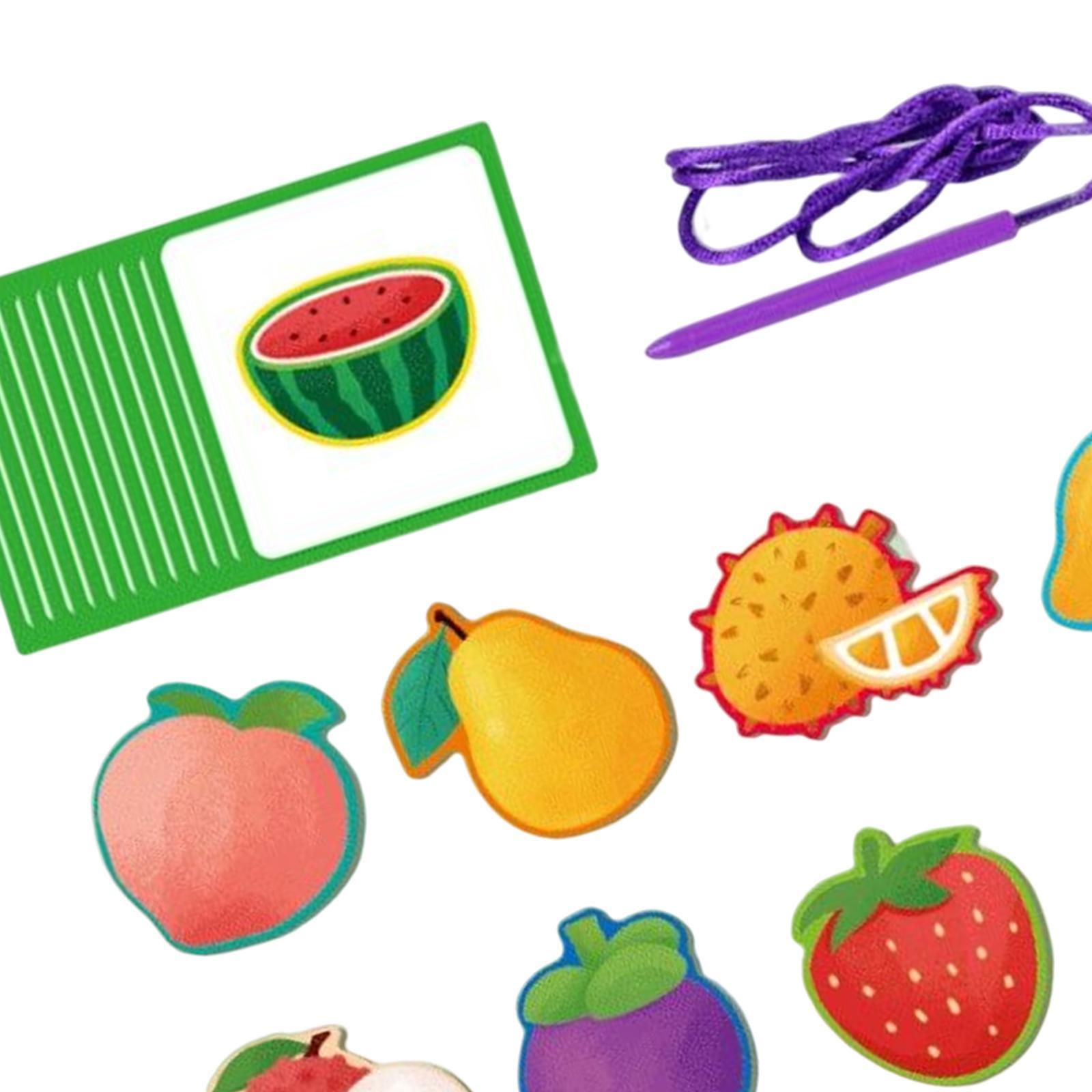 Wooden Threading Beads Toy Sorting Blocks Matching Game for Nursery Travel