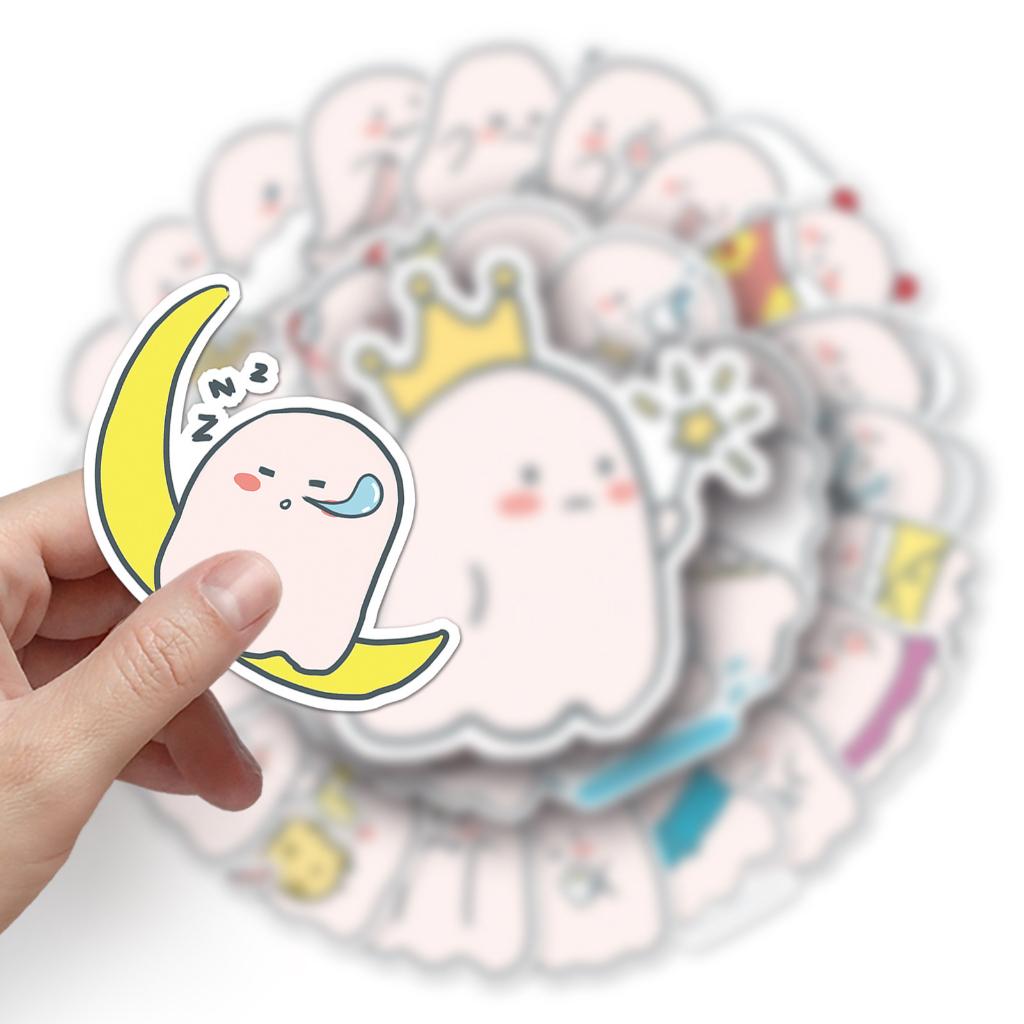 Sticker CON MA NHỎ hoạt hình cute trang trí mũ bảo hiểm,guitar,ukulele,điện thoại,sổ tay,laptop-mẫu S120