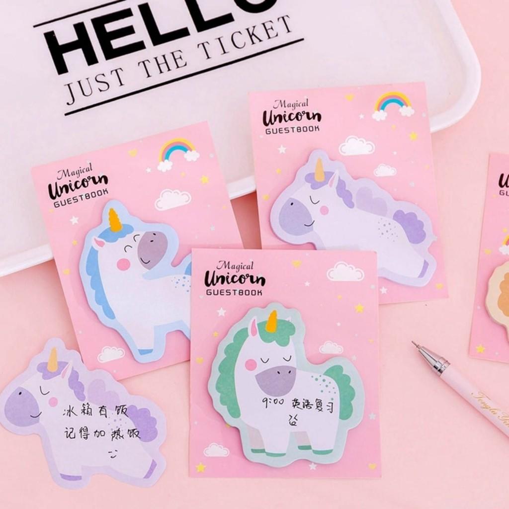 Giấy nhớ ghi chú, giấy note hình chú ngựa unicorn dễ thương