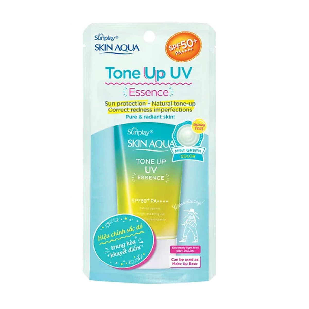 Tinh chất chống nắng nâng tông dành cho da dầu/hỗn hợp Sunplay Skin Aqua Tone Up UV Milk (Mint Green) (dành cho da sáng, có khuyết điểm đỏ) (50g)