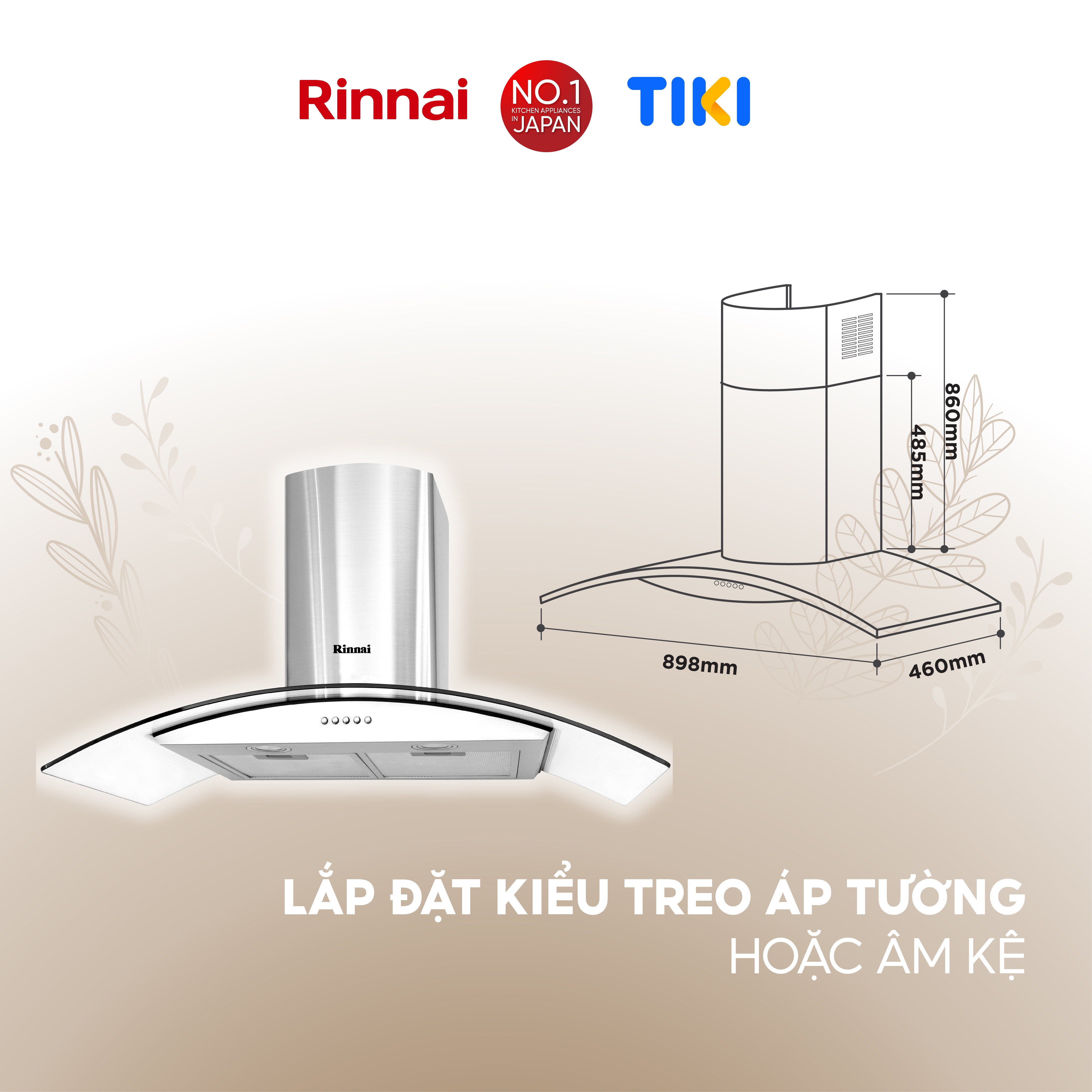 Máy hút mùi 90cm Rinnai RH-C139-GC than hoạt tính và ống thoát