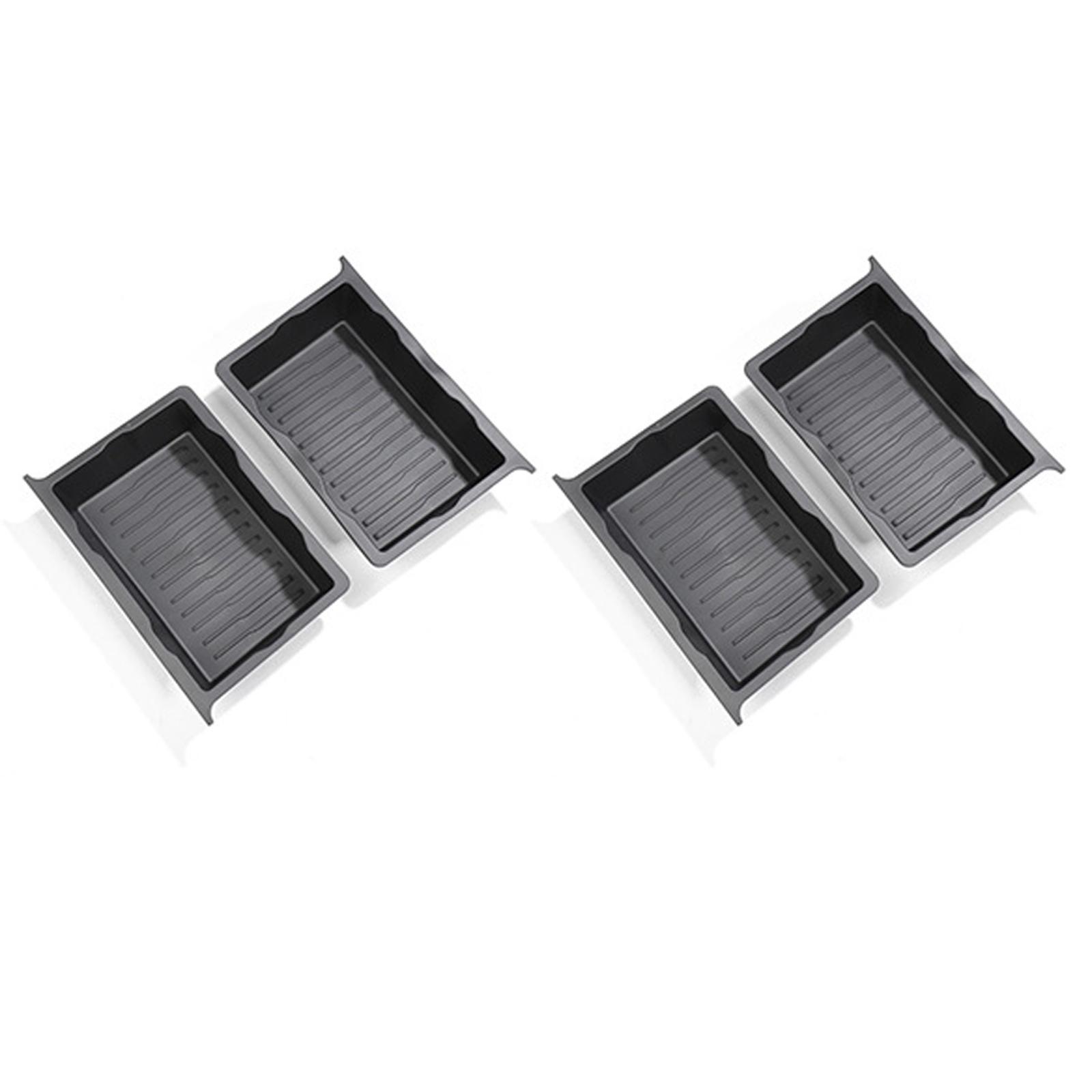 4Pieces Underseat Organizer Tray TPE Car Accessories Easy to Install Container Durable Drawer Holder under Seat Storage Box for Model Y