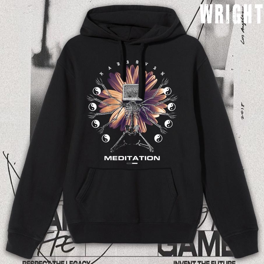 Áo hoodie wright meditation phong cách streetwear unisex