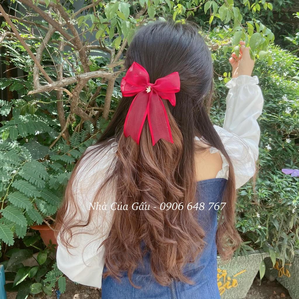 Kẹp tóc nơ 4 màu handmade xịn xò KN02 để chị em đi chơi nè