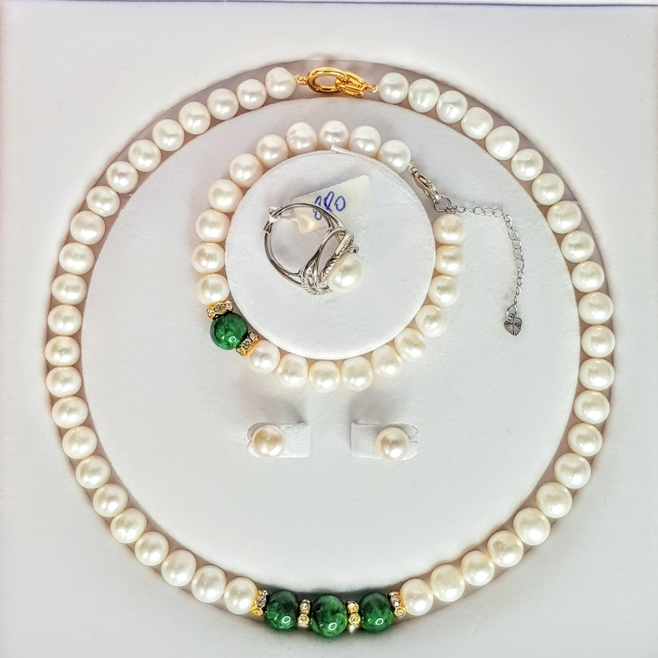 Bộ Trang Sức Ngọc Trai Thiên Nhiên 4M - Chuỗi Đơn - Trang Sức Cô Tấm - PEARL AGATE - COTAM2720 + Tặng Kèm 5 Phụ Kiện Bảo Dưỡng Dự Phòng