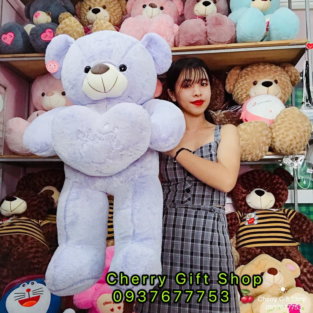 Gấu Bông Teddy Ôm Tim Cao Cấp Hàng Nhập 1m2 Ảnh Shop Chụp