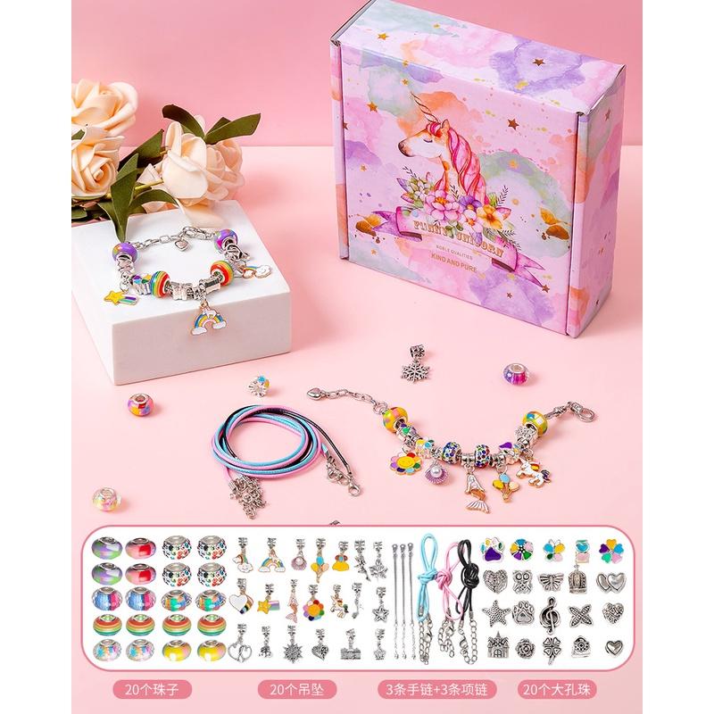 Tự Làm Vòng Tay Handmade DIY, Hạt Charm Làm Vòng Handmade DIY Sáng Tạo Cho Bé Gái.