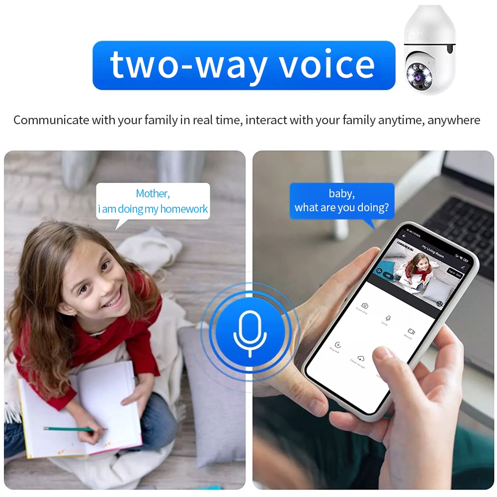 Camera A6 wifi IP 360 độ bóng đèn FullHD 1080P, kết nối với điện thoại từ xa, giám sát không dây, quay ban đêm