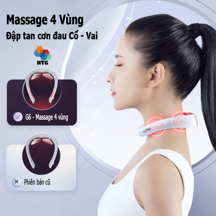 Máy massage cổ vai gáy Jeeback G6 phiên bản thanh lịch, siêu nhỏ gọn, kết nối App điều khiển, massage 3 cấp nhiệt, 4 chệ độ cùng 10 cường độ tích hợp, hàng chính hãng