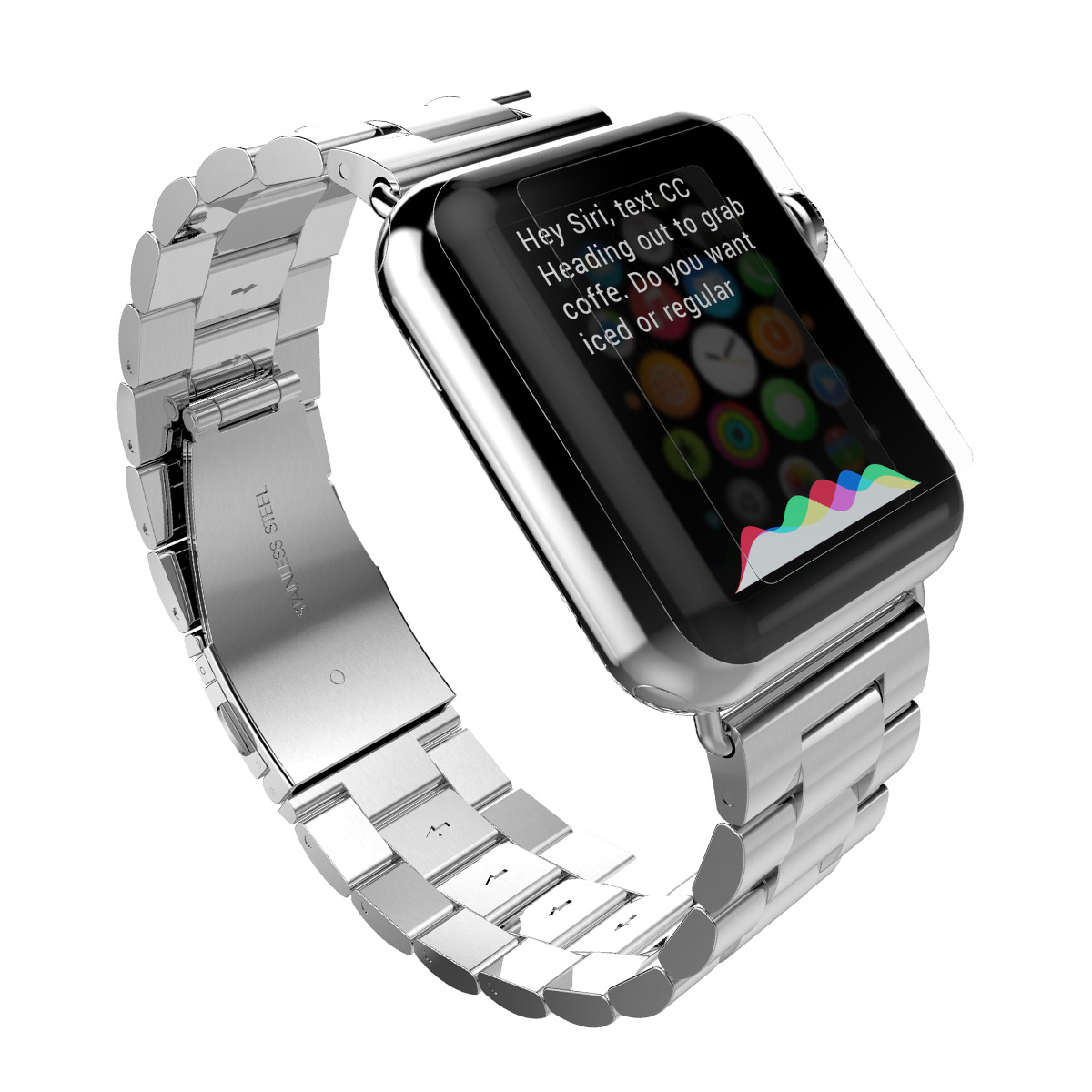 Dây đồng hồ Apple Watch, Dây Classic 3 mắt thép không gỉ cho Apple Watch