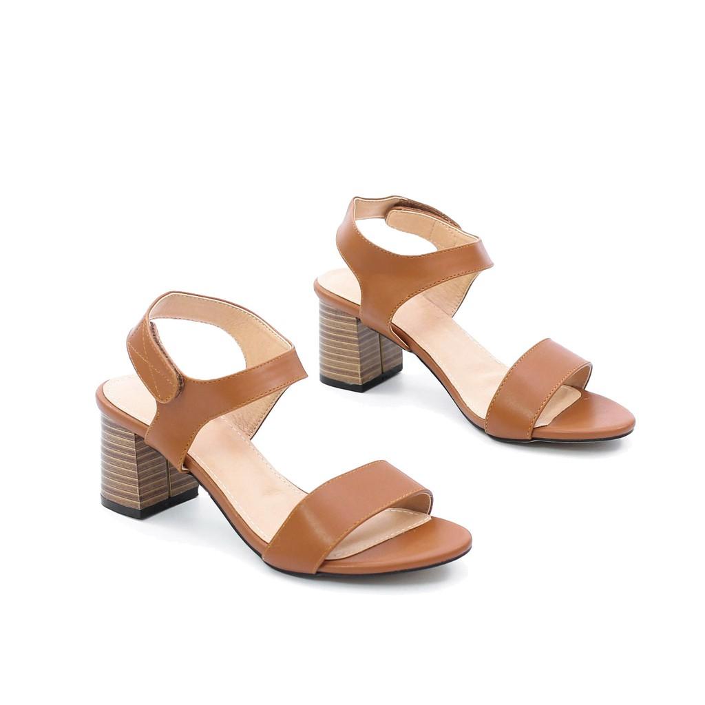 Giày Sandal Cao Gót 5cm Quai Dán Đế Gỗ Pixie 5245