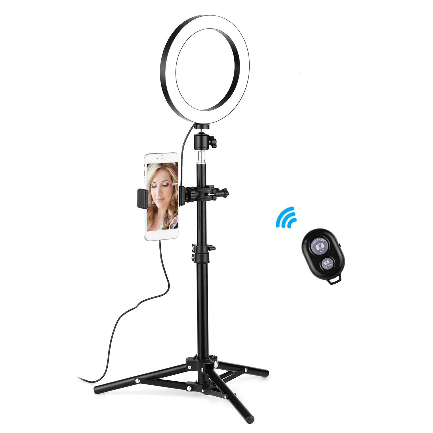 Bộ đèn vòng Đường kính 20cm 3000K-6500K có thể thay đổi màu + Đầu bóng mini + Chân đế đèn 50cm + Sửa chữa