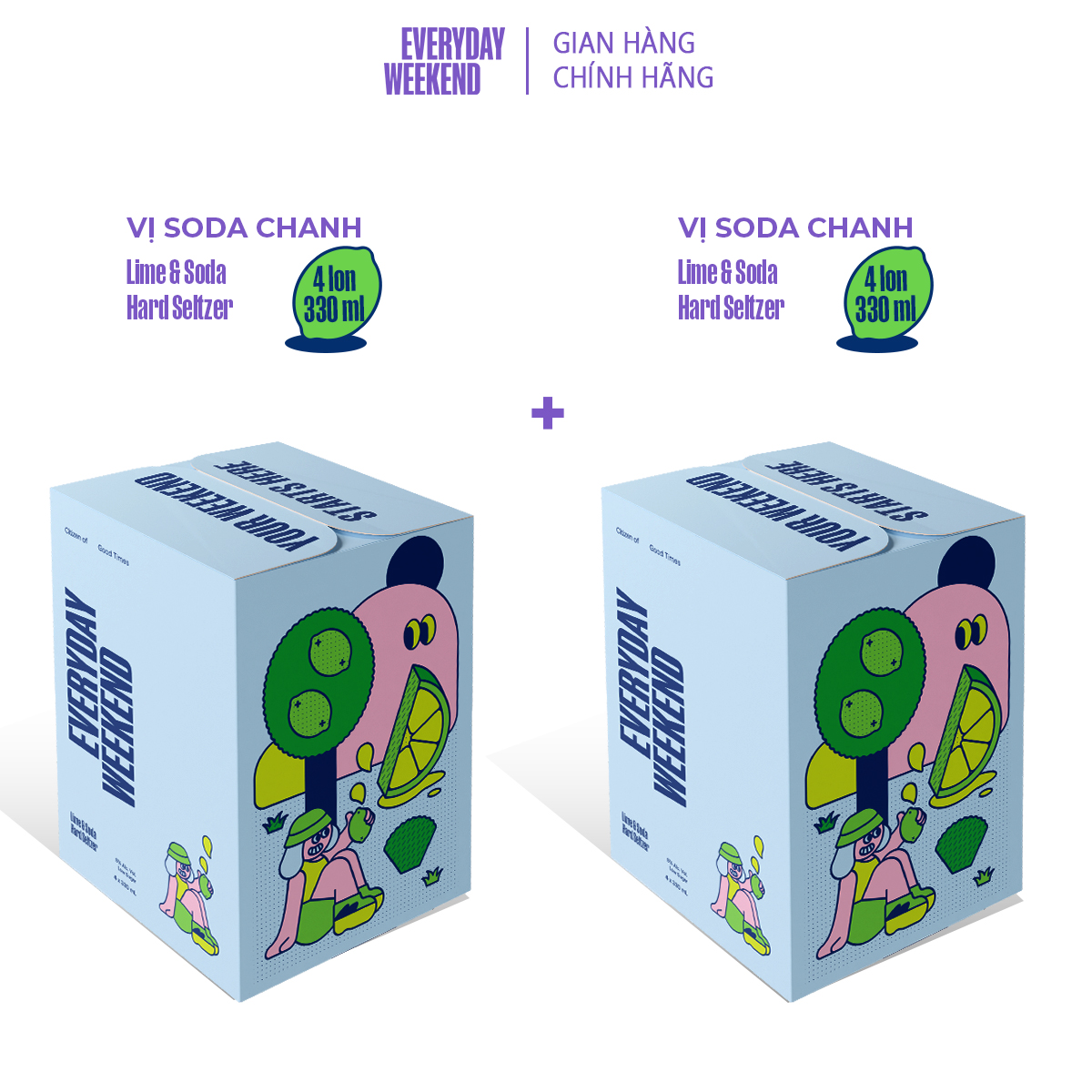 Hình ảnh Combo 2 Thùng 4 lon Everyday Weekend Cocktail vị Soda Chanh (8 lon x 330ml/lon)