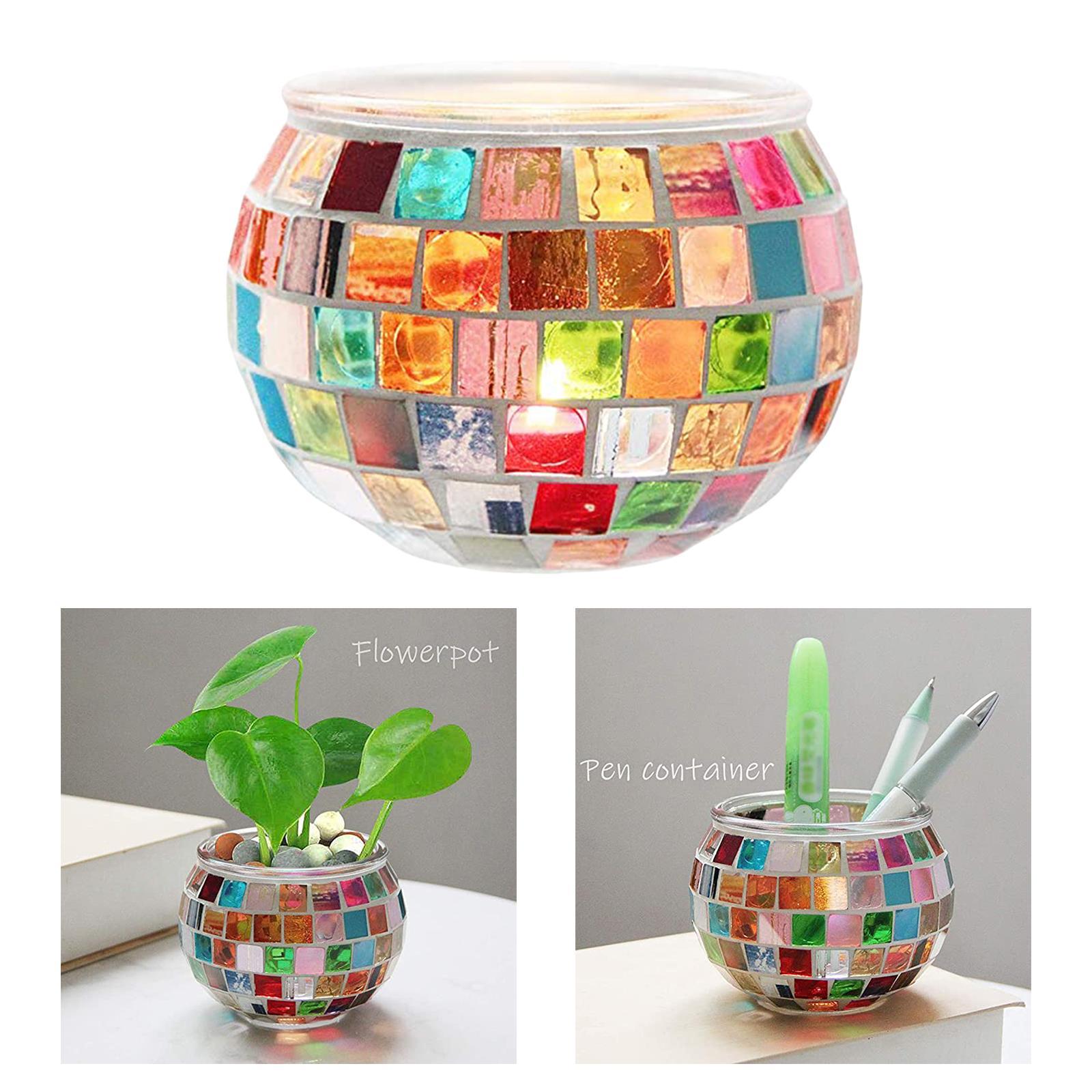Modern Mosaic Glass Candle Holder Tea Light Candlestick Centerpiece Party