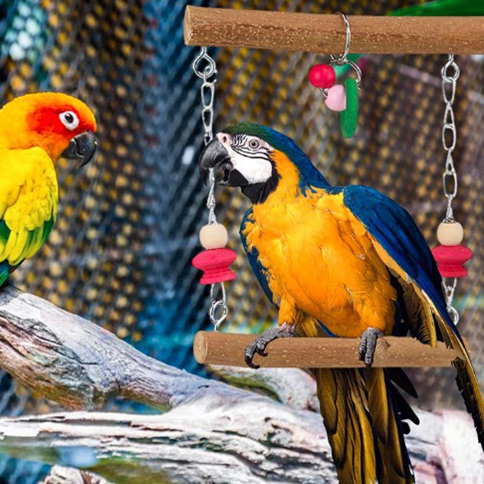 Bird Parrot Swing Chewing Toys Wooden Bird Toys for Finch Cockatiel Parakeet