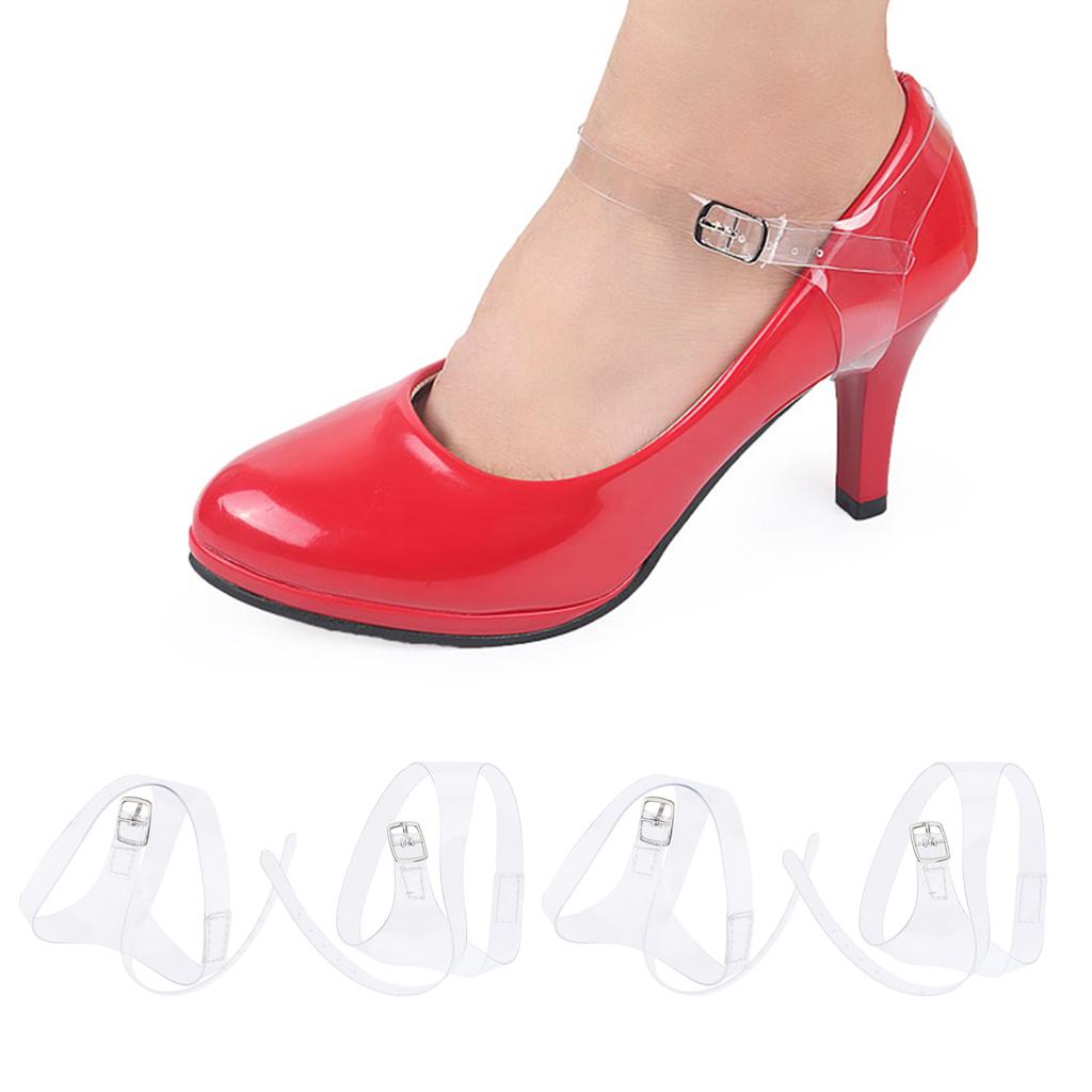 2 Pair Women's Transparent Invisible Shoe Straps Hold Loose High Heel Shoes