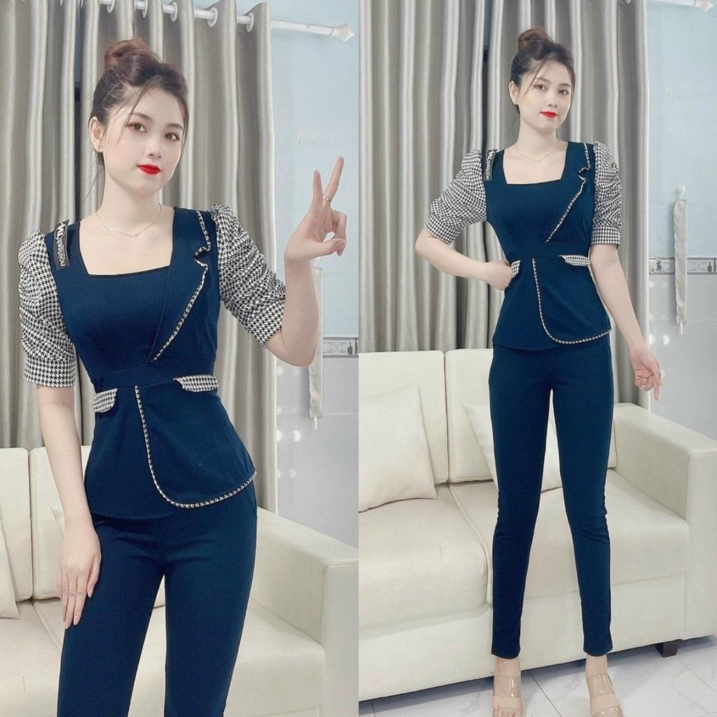 Đồ bộ nữ đồ mặc nhà tay ngắn quần dài thun cát hàn