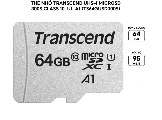Thẻ nhớ 64GB Micro-SD Transcend TS64GUSD300S- Hàng chính hãng