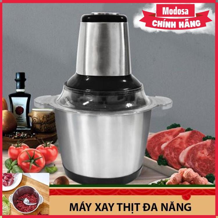 Máy Xay Thịt Cối Inox Modosa Dung Tích 2L, Máy Xay Đa Năng 4 Lưỡi Có Thể Dùng Xay Hành Tỏi, Xay Tiêu Hoặc Các Loại Thực Phẩm - Hàng Chính Hãng