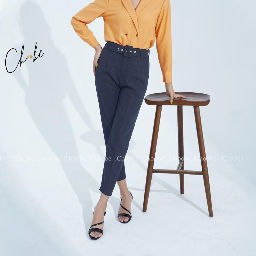 Quần baggy nữ Choobe cạp cao đai khuyên lỗ tháo rời cá tính chất vải cao cấp form dáng công sở - Q30