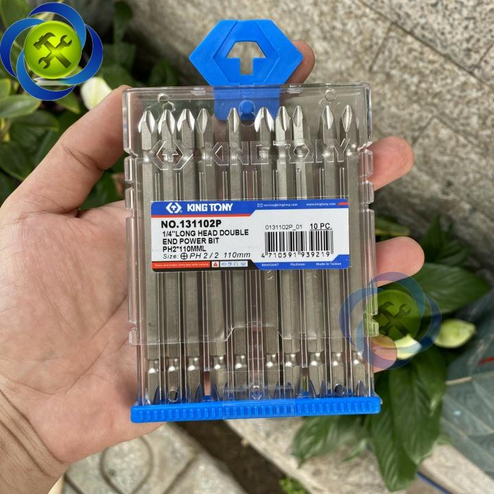 Mũi vít bake hai đầu PH2 x 110mm Kingtony 131102P có nam châm