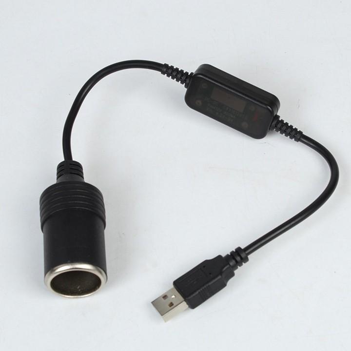 Dây Cáp Chuyển Đổi USB-5V Sang Ổ Cắm Đầu Tẩu 12V-8W - Vol