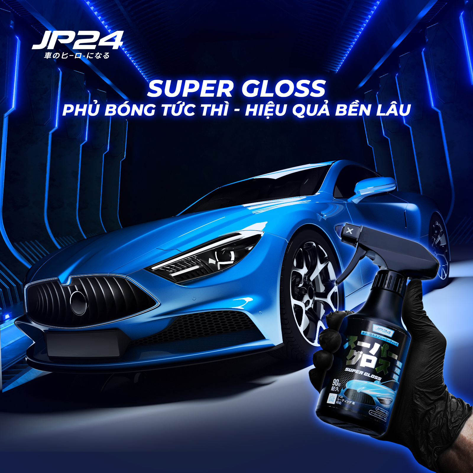 Combo 2 Chai Xịt Phủ Bóng Sơn Xe Ô Tô Super Gloss JP24 300ml - Nhật Bản