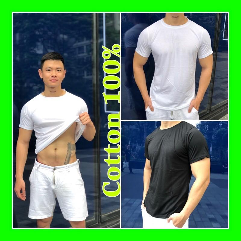 Áo phong Áo thun trơn đen trắng cotton 100%