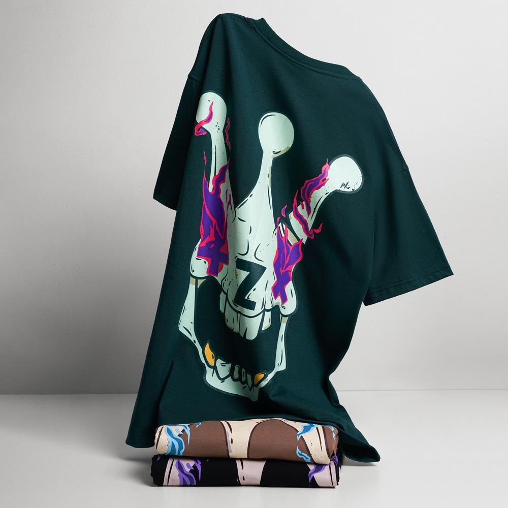 Áo thun tay lỡ, tee phông xương Skull nhiều màu form rộng, cotton