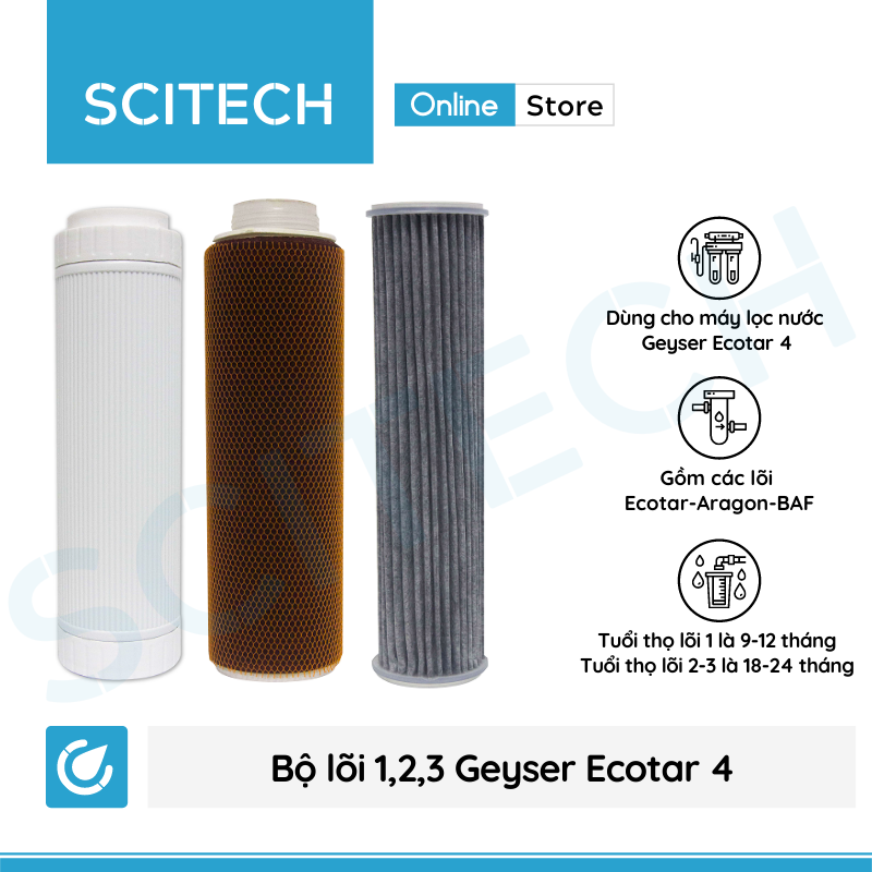 Máy lọc nước Nano Geyser Ecotar 4 kèm bộ đơn lọc thô 10 inch by Scitech - Hàng chính hãng