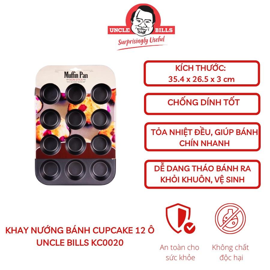 Khay Nướng Bánh Cupcake Uncle Bills KC0020 Chống Dính 12 ô