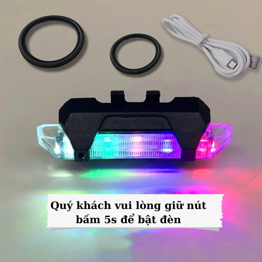 Đèn 5 LED Cảnh báo sau Xe Đạp giúp đạp xe an toàn ban đêm 4 chế độ sáng