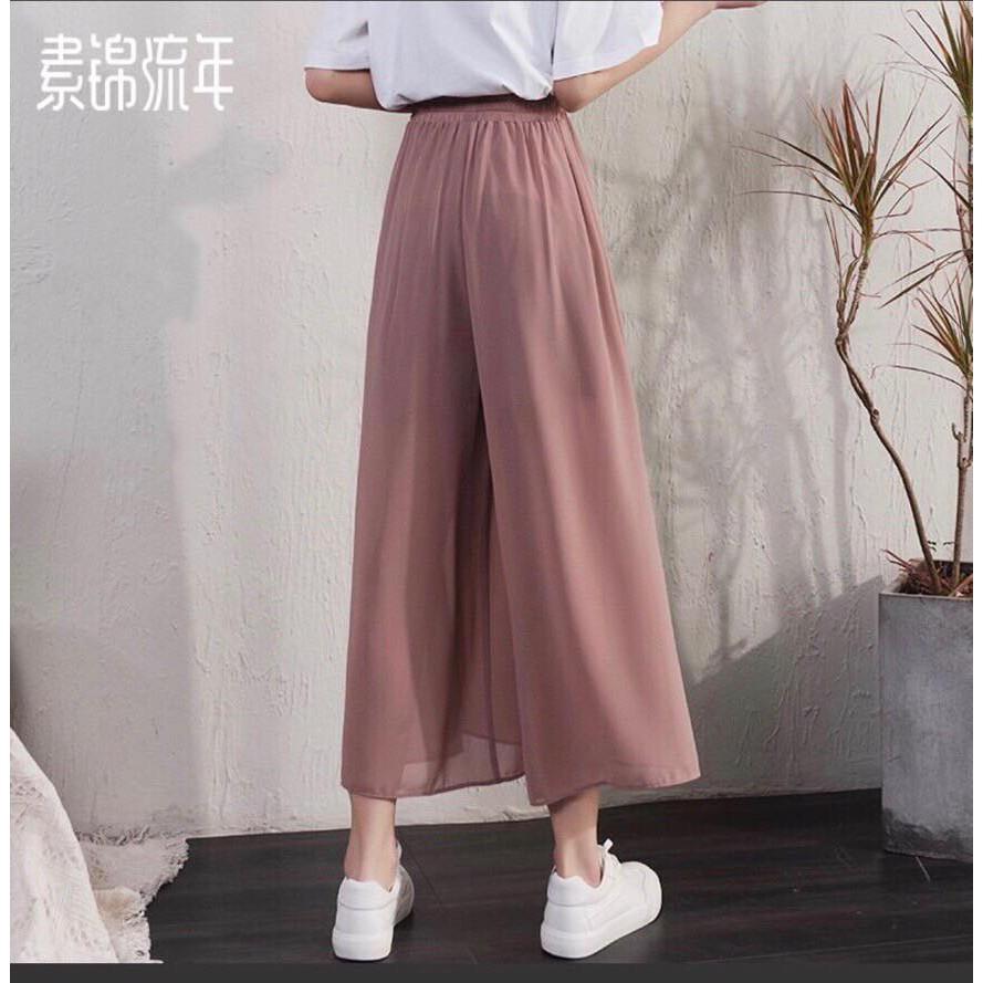 Quần lanh 2 lớp phong cách ulzzang dáng suông, giả váy mềm đẹp phối đồ thời trang nữ ống rộng.