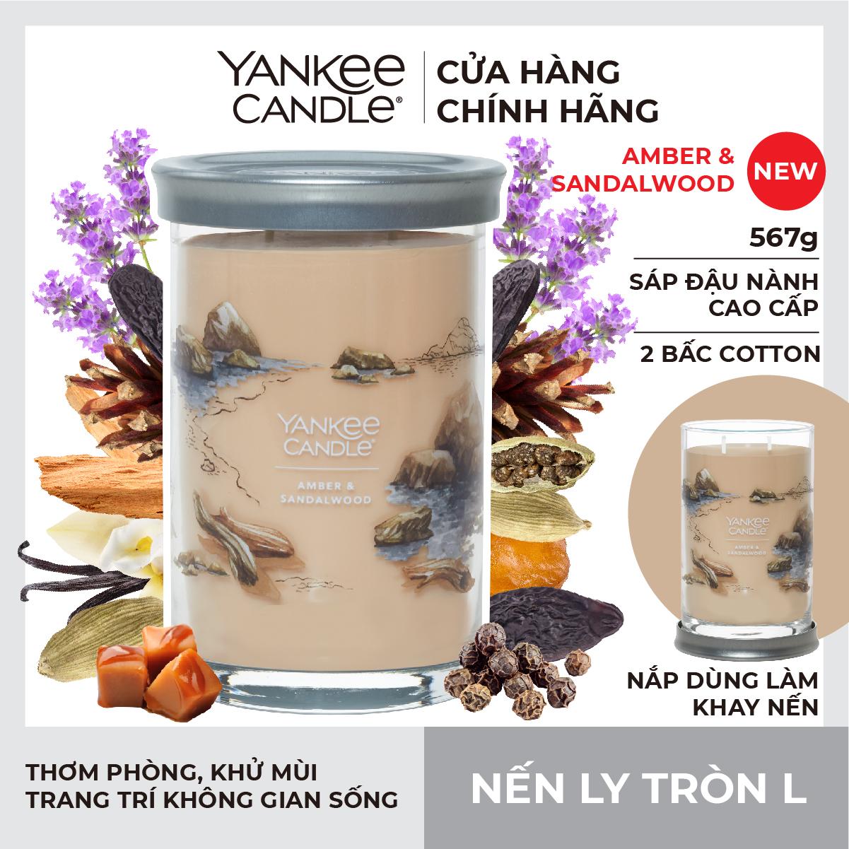 Nến ly tròn sáp đậu nành Yankee Candle size L (567g) - Amber &amp; Sandalwood