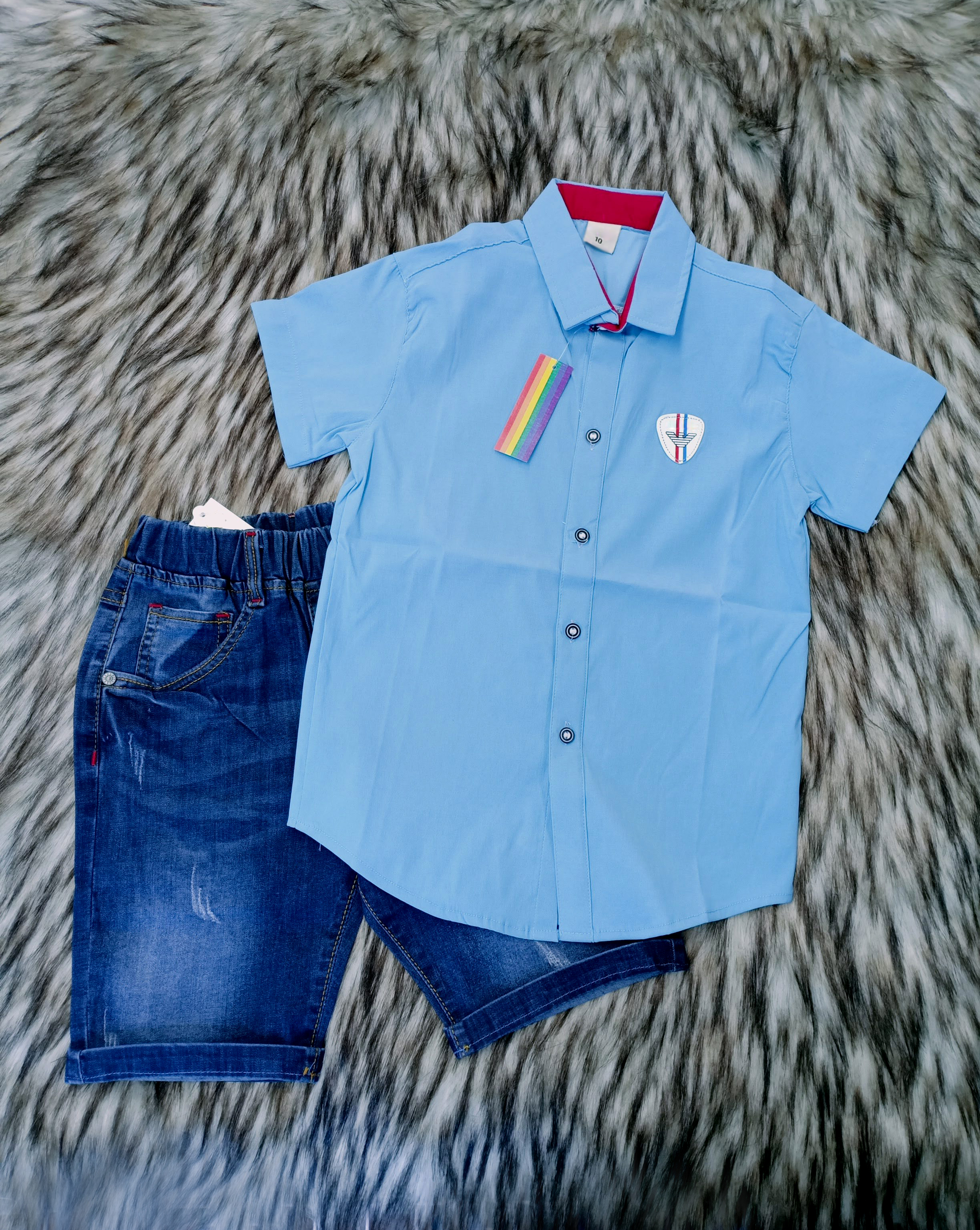 Set sơmi và quần jeans co giãn cao cấp(Màu áo ngẫu nhiên)