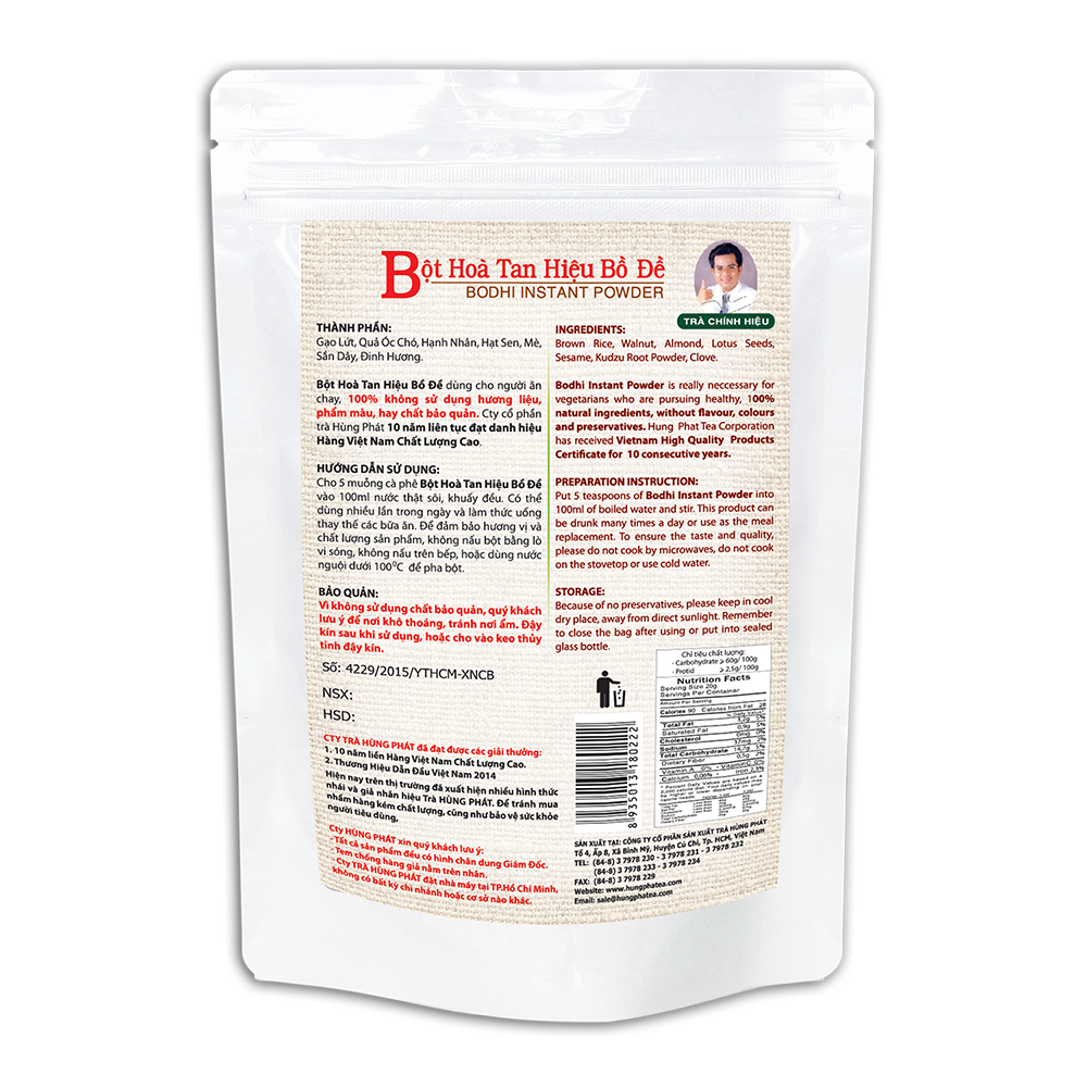 BỘT HÒA TAN HIỆU BỒ ĐỀ không đường 200g - tốt cho sức khỏe mọi lứa tuổi - THƯƠNG HIỆU HÙNG PHÁT