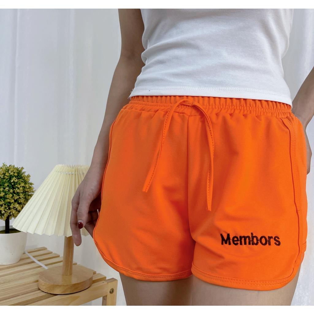 Quần đùi short nữ THE MEI 1992 cao cấp - Quần sooc nữ cạp chun thêu chữ chất Umi thể thao dáng hộp nhiều màu